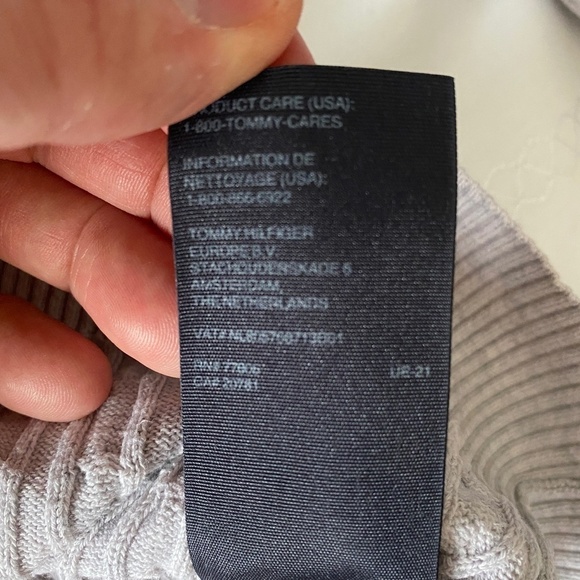 Tommy Hilfiger Women's Light Gray Cable Knit Long Sleeve Sweater Size Large - Picture 6 of 11